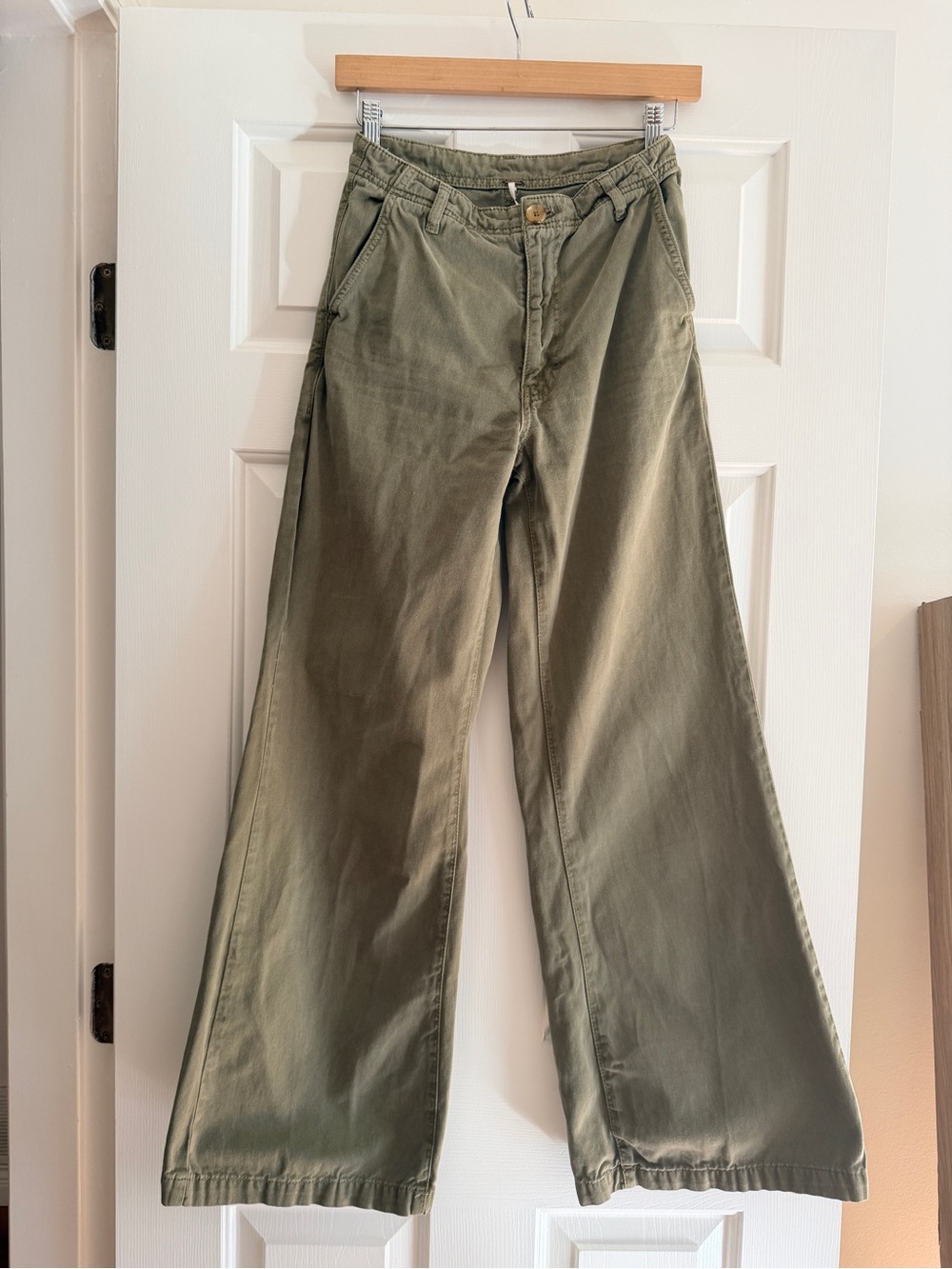 Free People Wide-Leg Cotton Jeans in Olive